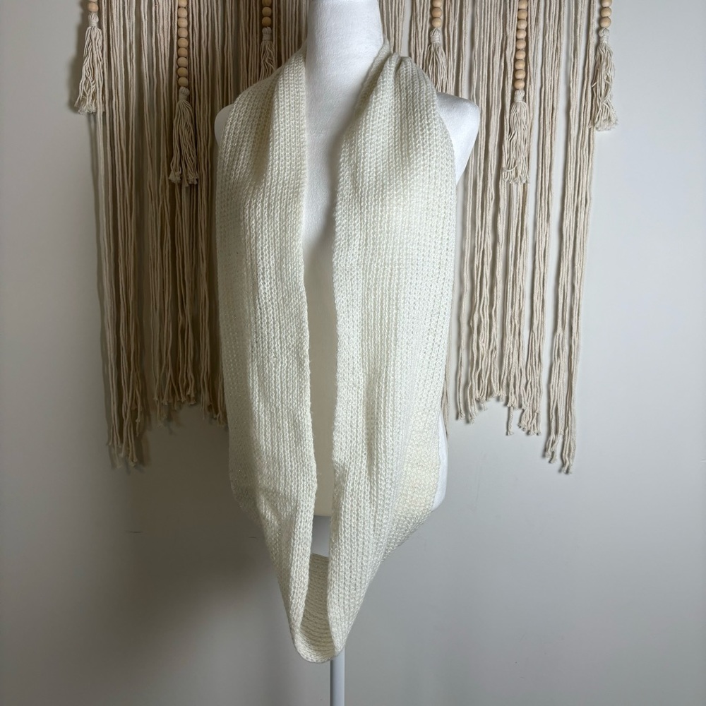 Knit Infinity Scarf - Cream with Metallic Accent - Picture 4 of 7